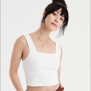 American Eagle Light Blue Cropped Tank Top Size L